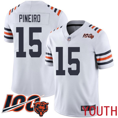 Chicago Bears Limited White Youth Eddy Pineiro Jersey NFL Football #15 100th Season->youth nfl jersey->Youth Jersey